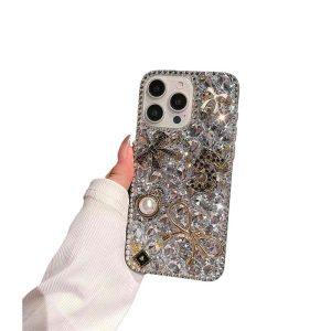 قاب موبایل الماسی مروارید پاپیونی برجسته